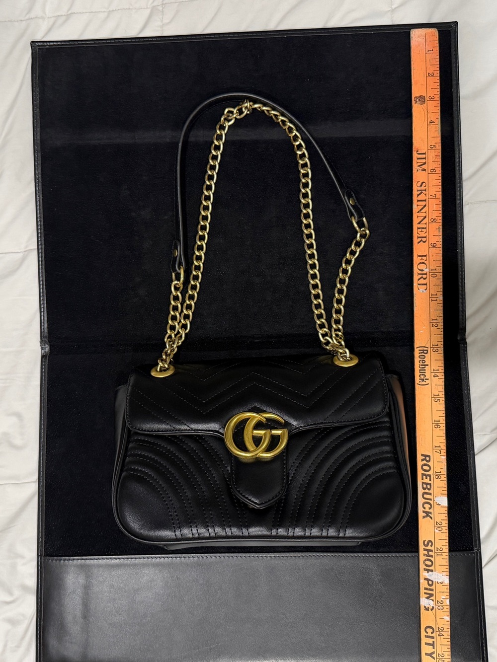 Gucci Marmont Black Shoulder Bag with Gold Hardware